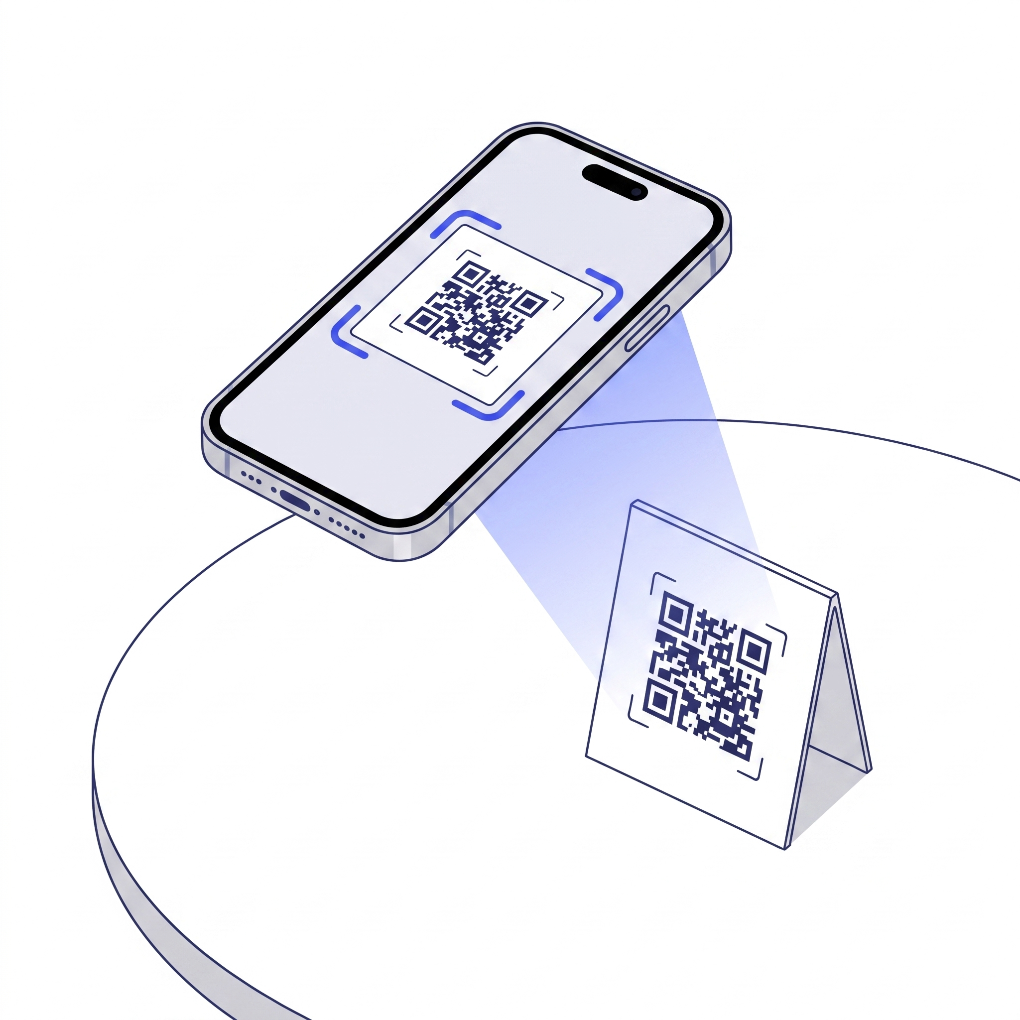 Gost skenira QR kodo na mizi